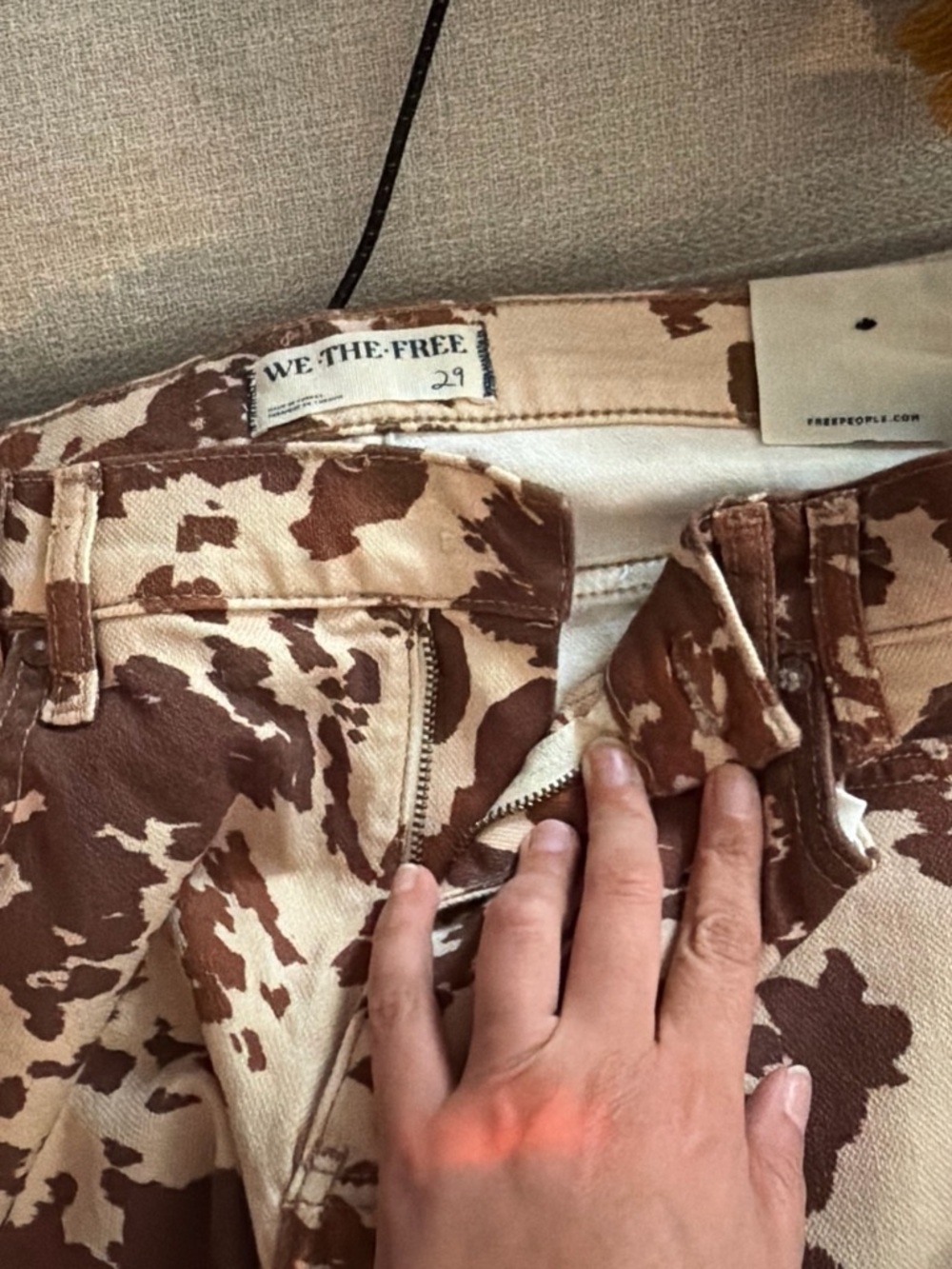 We The Free Brown and Cream Cowprint Jeans - Picture 4 of 7